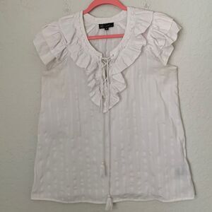 DG2 by Diane Gilman Cotton Blend Ruffles Top Tunic Size M